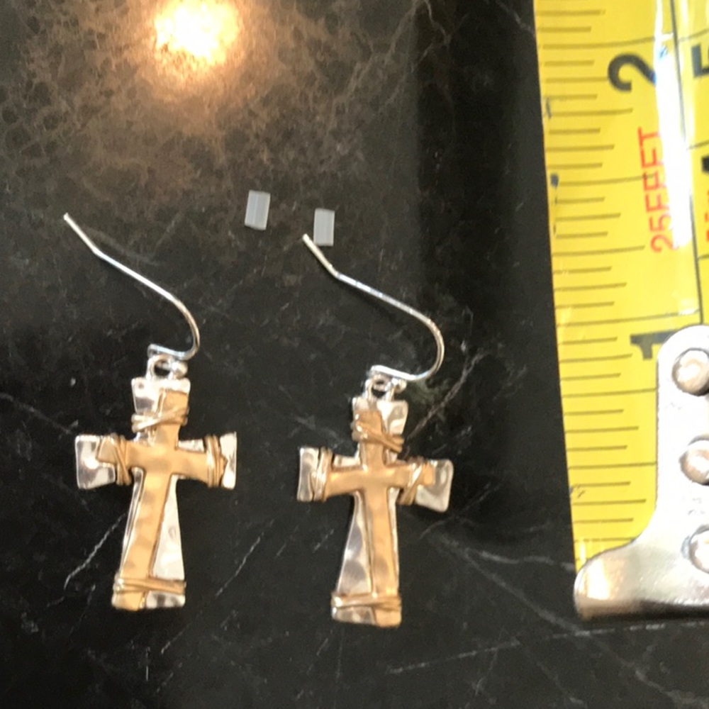 Cross Pierced Earrings Gold/Silver tone